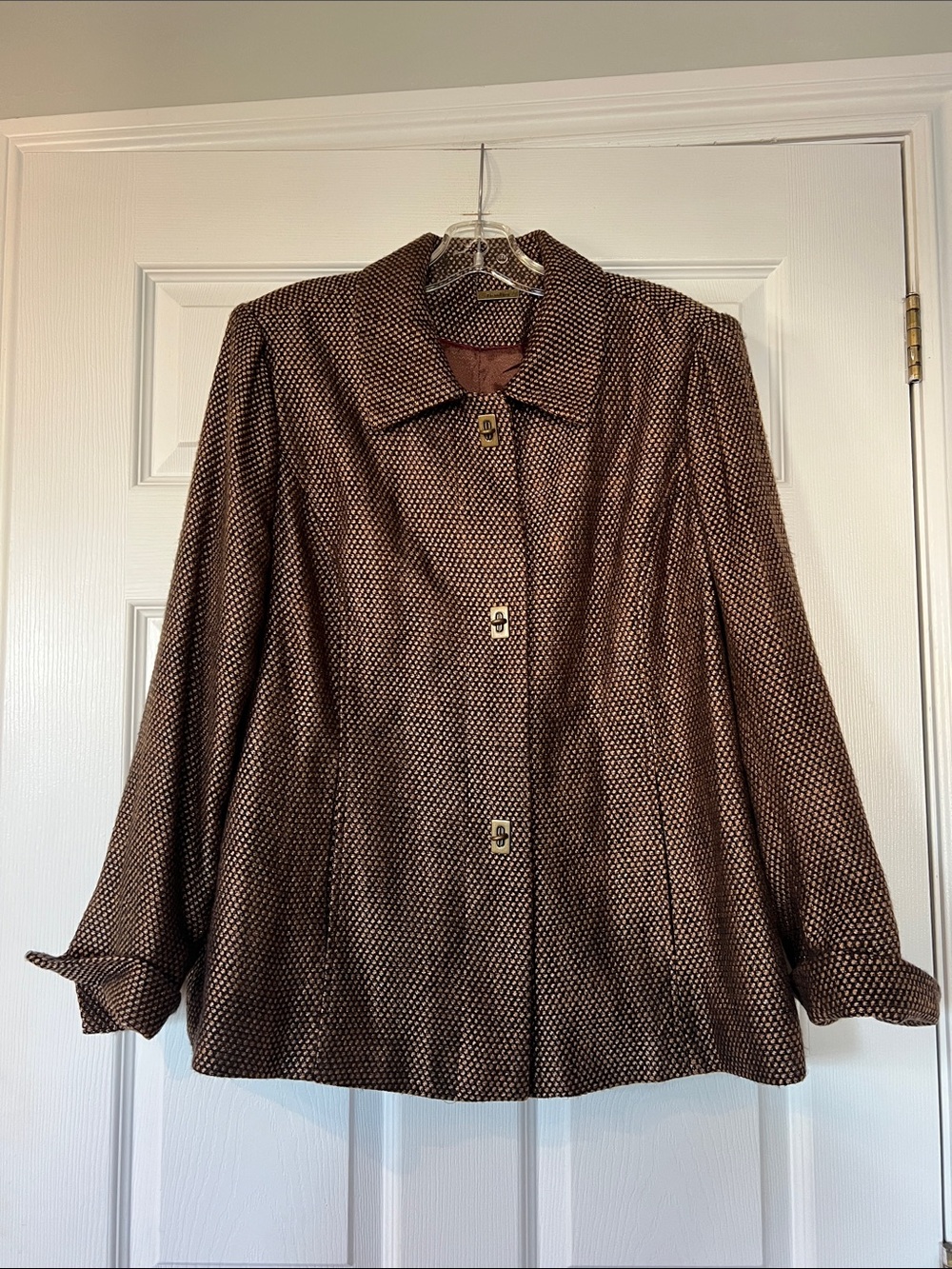 TanJay Brown Patterned Button-Front Blazer